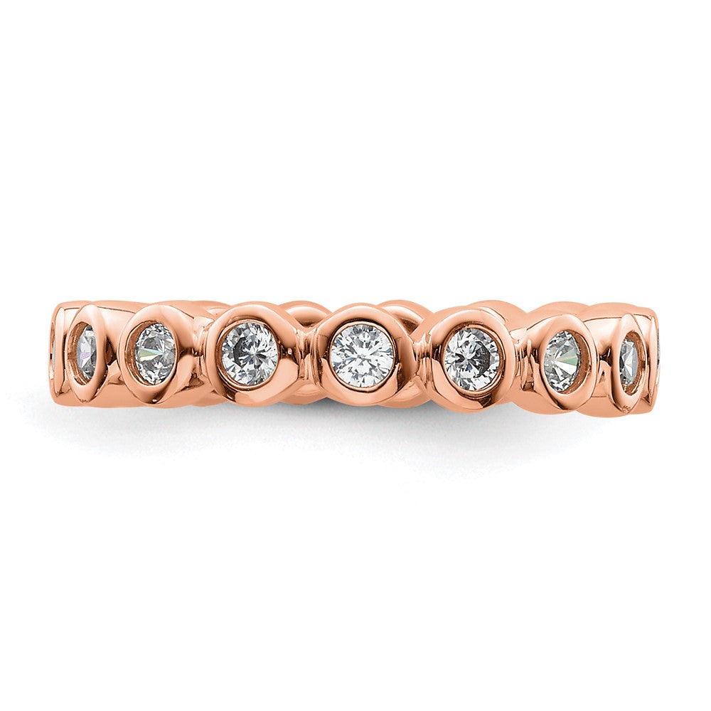 14K Rose Gold Polished Size 4 Bezel-set 1/2 carat Diamond Complete Eternity Wedding Band Ring