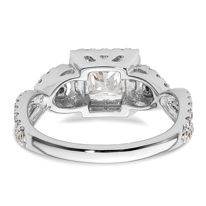 14K White Gold Halo Plus (Holds 3/4 carat (5.00mm) Princess Center) 3/4 carat Diamond Semi-Mount Engagement Ring