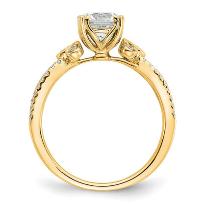 14K Yellow Gold Split Shank (Holds 1 carat (6.5mm) Round Center) 1/6 carat Diamond Semi-Mount Engagement Ring