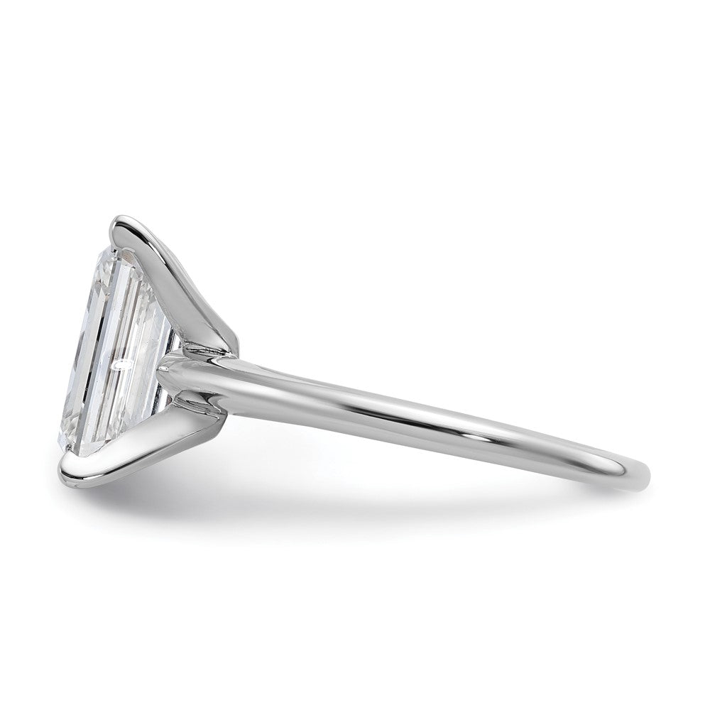 14K White Gold 3 carat Lab Grown Diamond VS+ F+ Emerald Solitaire Complete Engagement Ring