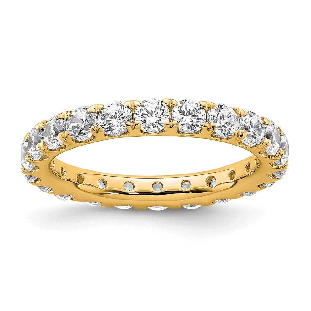 14K Yellow Gold Polished Size 6 U-Shared Prong 2 carat Diamond Complete Eternity Wedding Band Ring