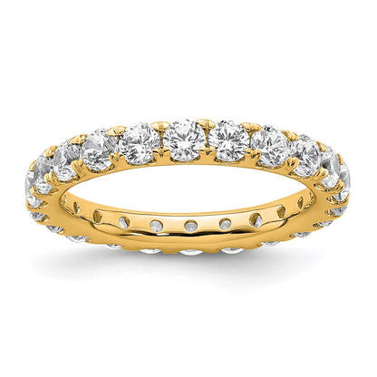 14K Yellow Gold Polished Size 6 U-Shared Prong 2 carat Diamond Complete Eternity Wedding Band Ring