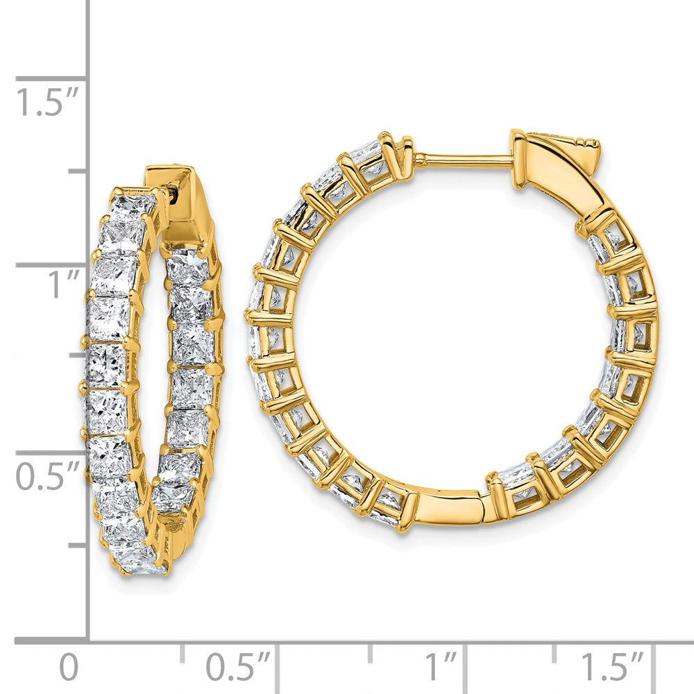 14K Yellow Gold Inside/Outside Cert Lab Grown VS/SI FGH Princess Diamond Hoop Earrings