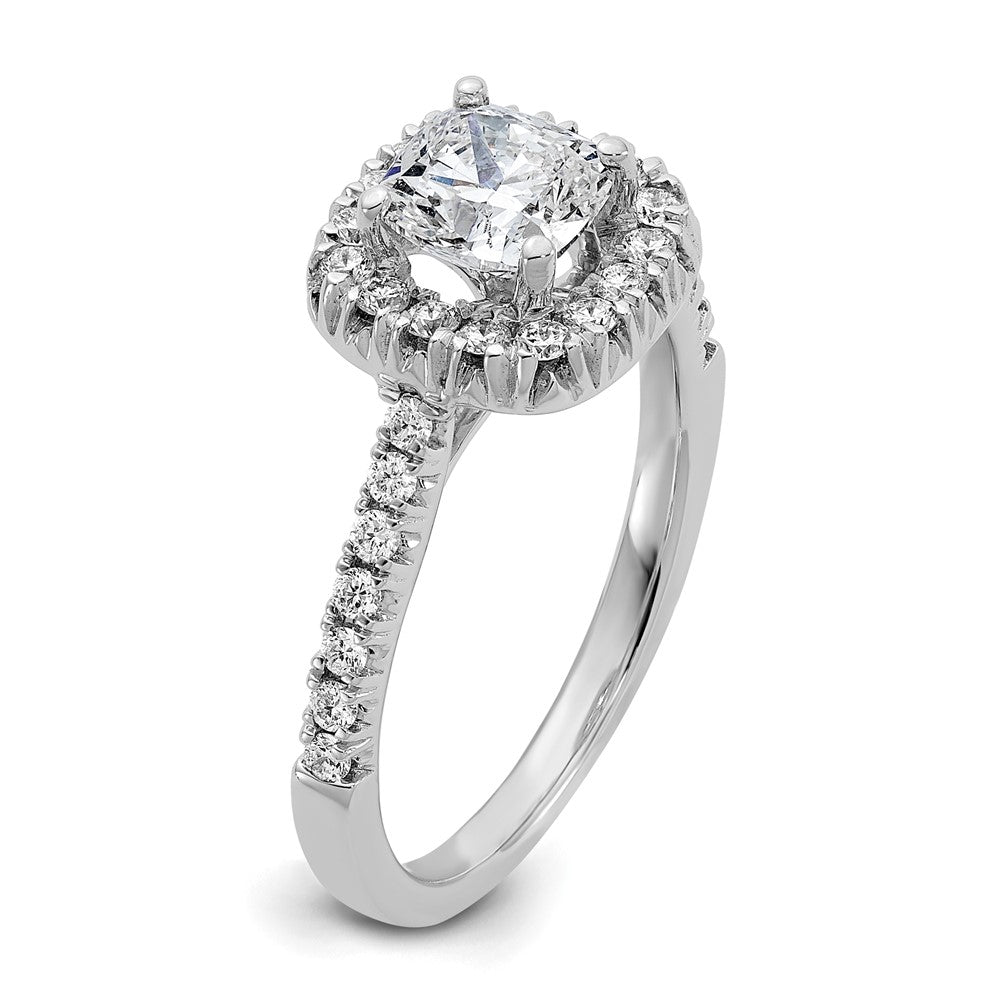 True Origin 14K White Gold 3/8 carat Lab Grown Diamond VS+ F+ Semi-Mount Cushion Halo Engagement Ring