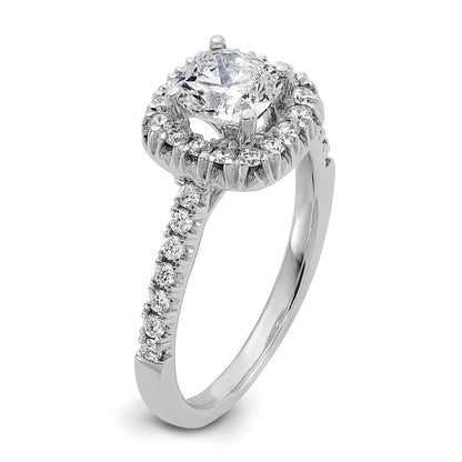 True Origin 14K White Gold 3/8 carat Lab Grown Diamond VS+ F+ Semi-Mount Cushion Halo Engagement Ring