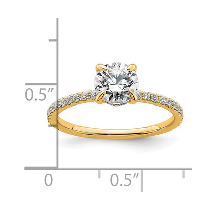 14K Yellow Gold 1 1/3 carat Certified Lab Grown Diamond VS+ F+ Round Complete Solitaire with Flair Engagement Ring