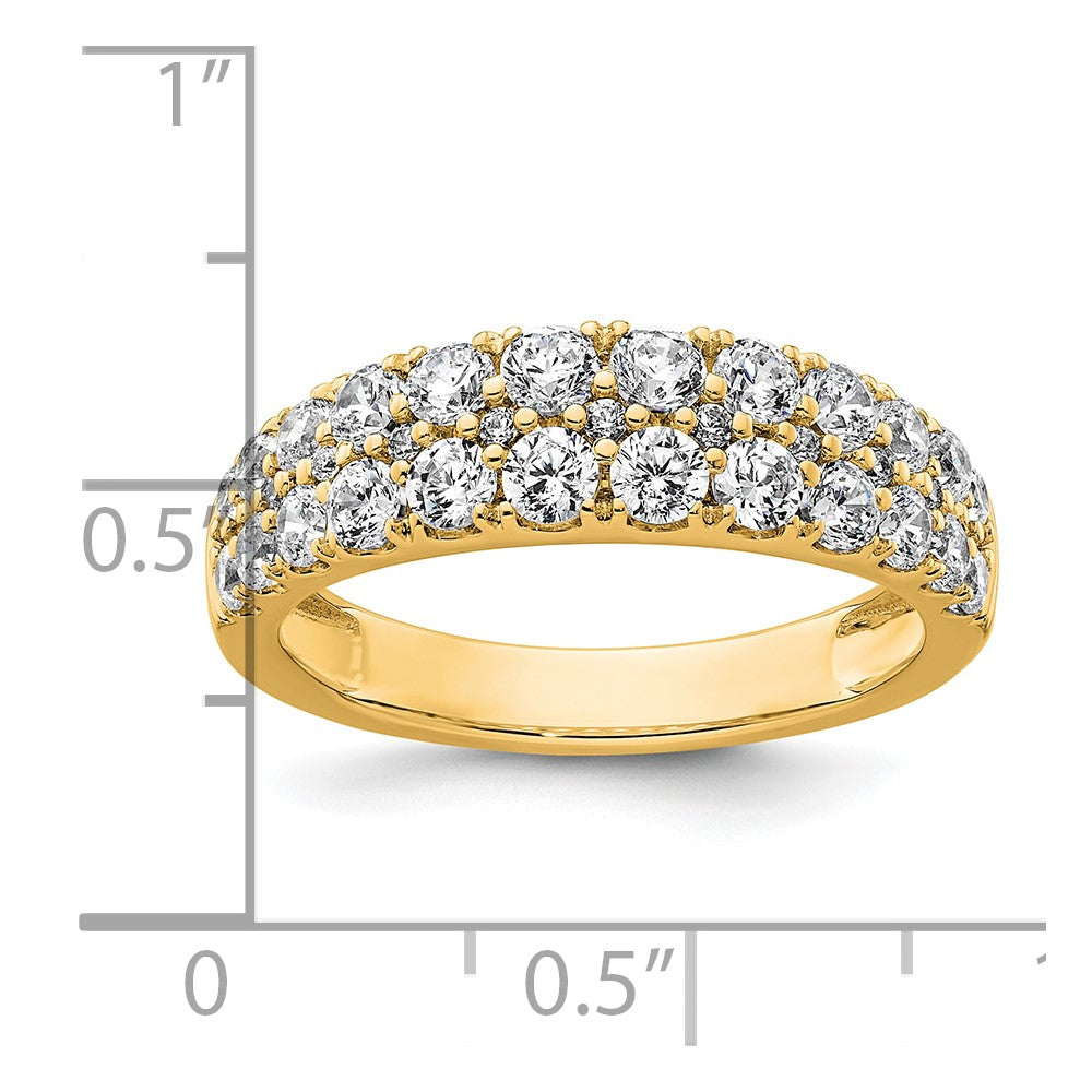 True Origin 14K Yellow Gold 1 1/4 carat Lab Grown Diamond VS+ F+ Double Row Complete Wedding Band Ring