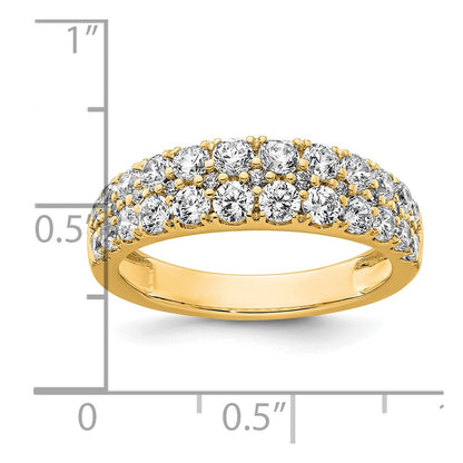 True Origin 14K Yellow Gold 1 1/4 carat Lab Grown Diamond VS+ F+ Double Row Complete Wedding Band Ring