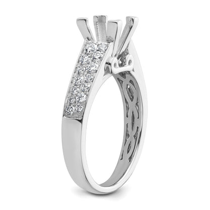 14K White Gold 1/2 carat Lab Grown Diamond VS/SI+ G+ 1 1/4 carat Princess Center Semi Mount Engagement Ring