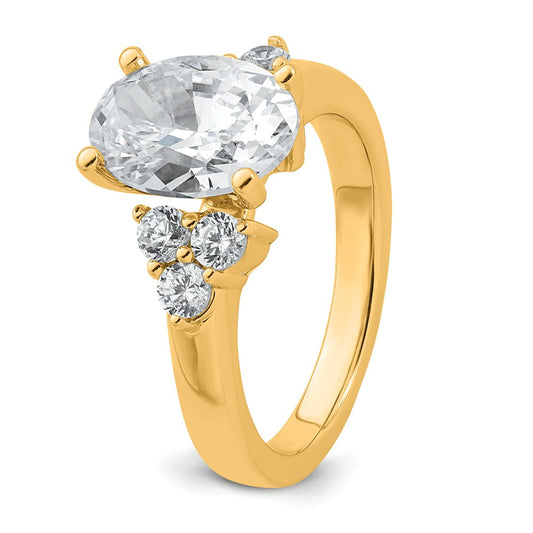 14K Yellow Gold 1/2 carat Lab Grown Diamond VS/SI+ G+ Round 2 1/2 carat Oval Center Semi Mount Engagement Ring