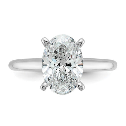 14K White Gold 2 1/2 carat Certified Lab Grown Diamond VS+ F+ Oval Complete Solitaire Engagement Ring