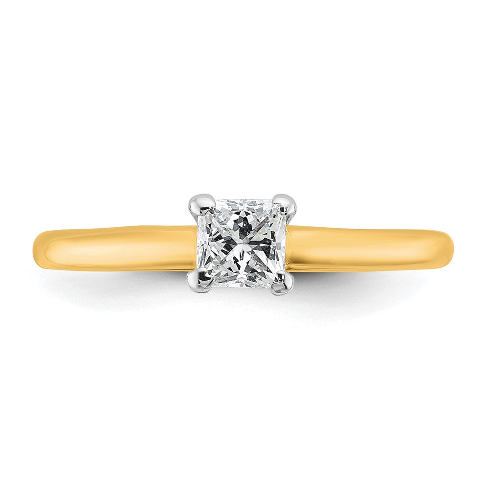 14K Two-Tone Gold Two-tone 1/2 carat Certified Lab Grown Diamond VS+ F+ Princess Complete Solitaire Engagement Ring