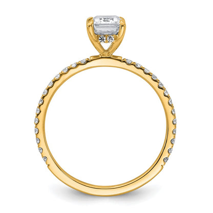 14K Yellow Gold 1 3/8 carat Certified Lab Grown Diamond VS/SI+ G+ Emerald Complete Solitaire with Flair Engagement Ring