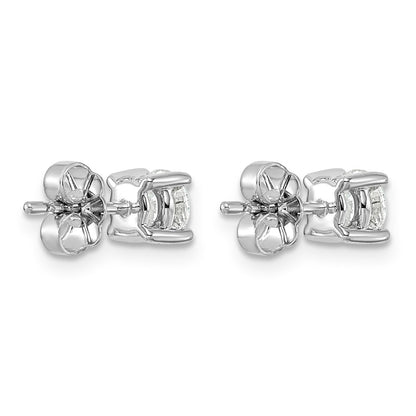 14K White Gold 1 carat Certified Lab Grown Diamond VS+ F+ Round Complete Four Prong Lightweight Stud Earrings