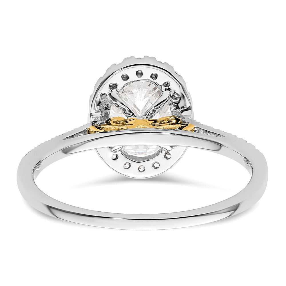 14K Two-Tone Gold Two-tone Halo (Holds 1.5 carat (8x6mm) Oval Center) 1/3 carat Diamond Semi-mount Engagement Ring