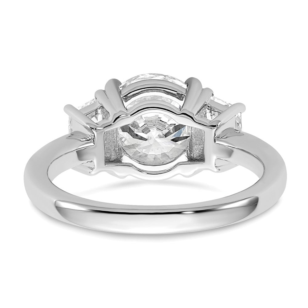 14K White Gold 3/4 carat Lab Grown Diamond VS+ F+ Trapezoid Sidestones Holds 2 1/2 carat Center Round Semi Mount Engagement Ring