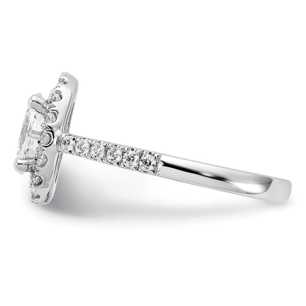 14K White Gold Halo Plus (Holds 1 carat (8.0x5.5mm) Oval Center) 1/2 carat Diamond Semi-Mount Engagement Ring