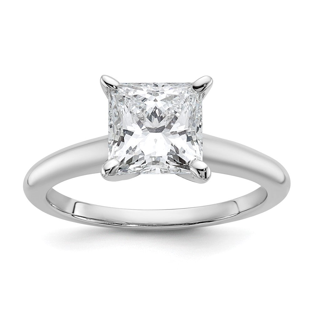 14K White Gold 2 carat Lab Grown Diamond VS+ F+ Princess Complete Solitaire Engagement Ring