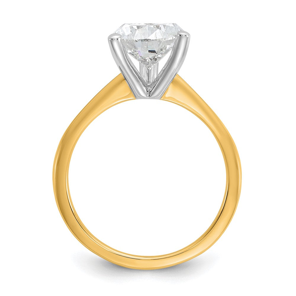 14K Two-Tone Gold Two-tone 3 carat Lab Grown Diamond VS+ F+ Pear Solitaire Complete Engagement Ring