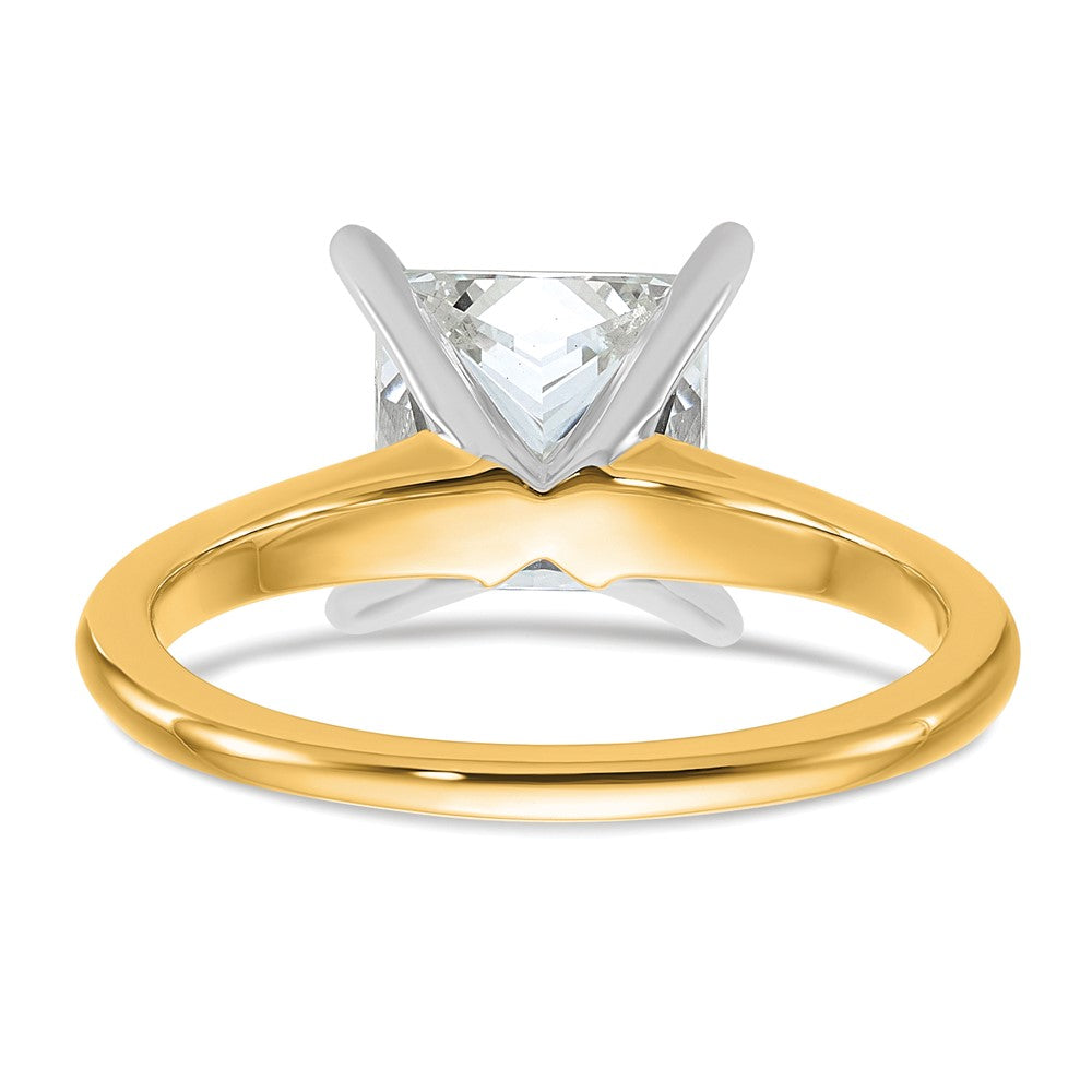 14K Two-Tone Gold Two-tone 2 1/2 carat Certified Lab Grown Diamond VS+ F+ Princess Complete Solitaire Engagement Ring
