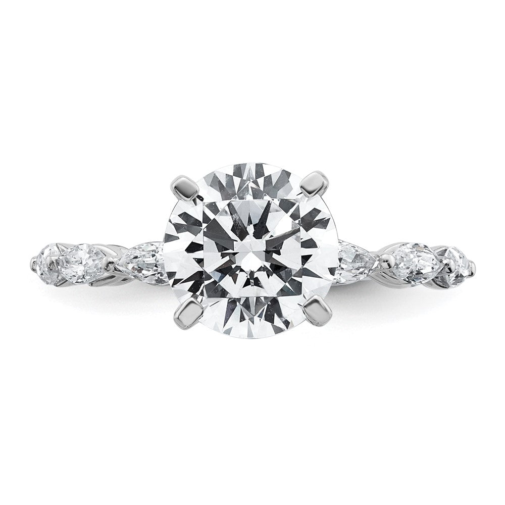 True Origin 14K White Gold 5/8 carat Lab Grown Diamond VS+ F+ Semi-Mount Round Engagement Ring