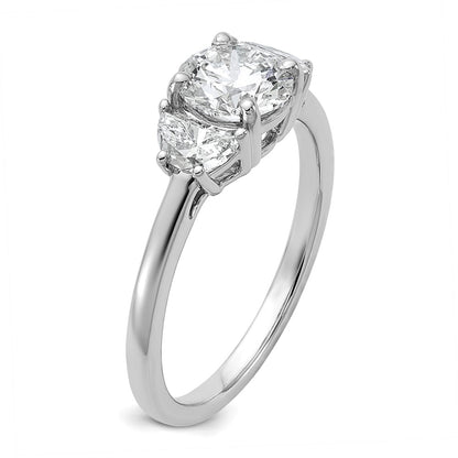 14K White Gold 1 3/8 carat Certified Lab Grown Diamond VS+F+ Round Complete Three Stone Engagement Ring