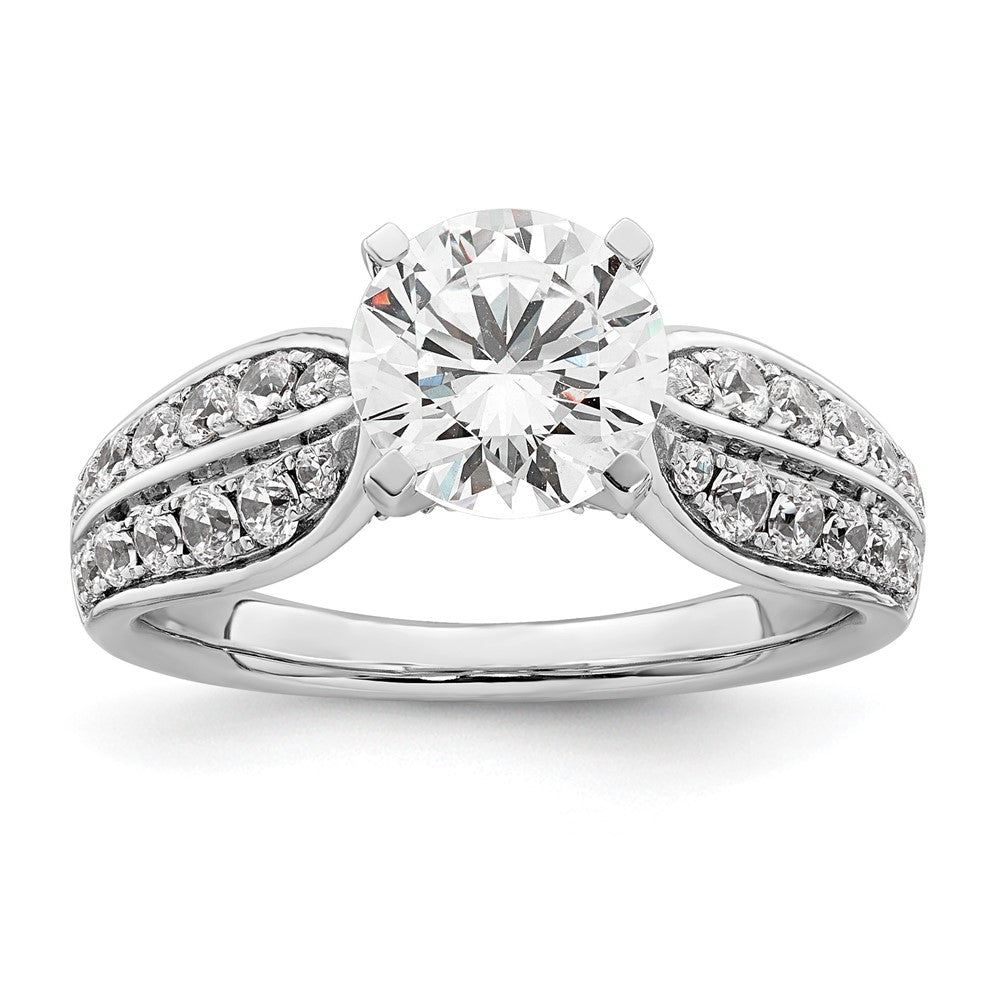 14K White Gold 2 1/8 carat Lab Grown Diamond VS/SI+ G+ Round Certified Complete Engagement Ring