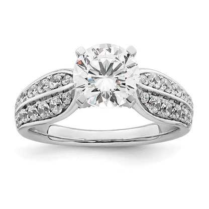14K White Gold 2 1/8 carat Lab Grown Diamond VS/SI+ G+ Round Certified Complete Engagement Ring