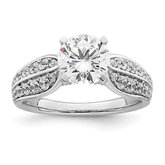 14K White Gold 2 1/8 carat Lab Grown Diamond VS/SI+ G+ Round Certified Complete Engagement Ring
