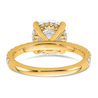 14K Yellow Gold 3 1/2 carat Certified Lab Grown Diamond VS/SI+ G+ Round Complete Solitaire with Flair Engagement Ring