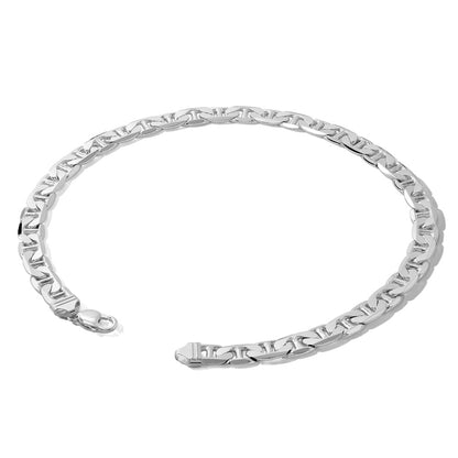 Sterling Silver Rhodium-plated 9.5mm Flat Anchor 20 Inch Chain