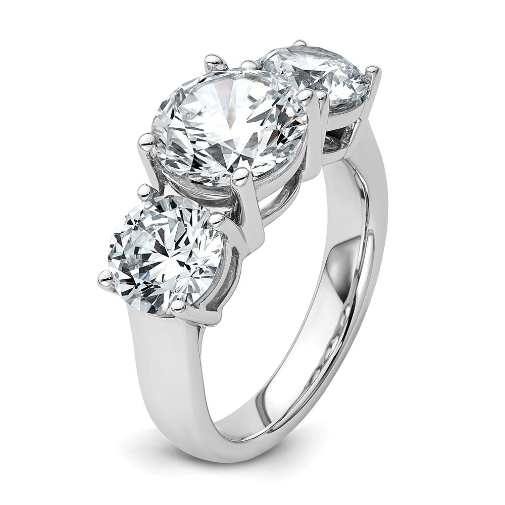 14K White Gold 5 carat Certified Lab Grown Diamond VS+ F+ Three Stone Complete Engagement Ring