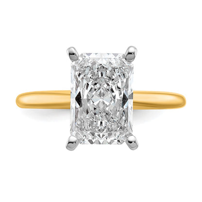 14K Two-Tone Gold Two-tone 3 carat Lab Grown Diamond VS+ F+ Radiant Solitaire Complete Engagement Ring