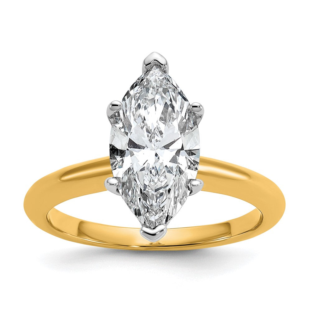 14K Two-Tone Gold Two-tone 2 1/2 carat Lab Grown Diamond VS+ F+ Marquise Solitaire Complete Engagement Ring