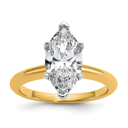 14K Two-Tone Gold Two-tone 2 1/2 carat Lab Grown Diamond VS+ F+ Marquise Solitaire Complete Engagement Ring
