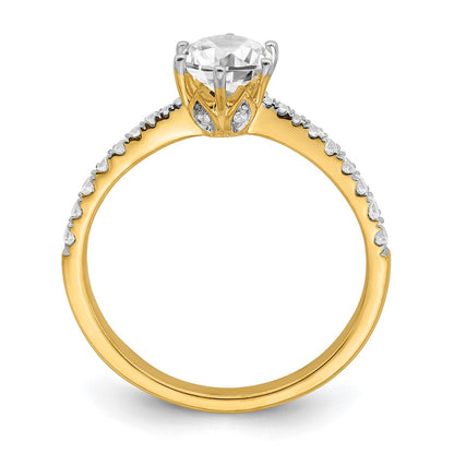 14K Yellow Gold Gold Leaf Design (Holds 3/4 carat (5.8mm) Round Center) 1/4 carat Diamond Semi-Mount Engagement Ring