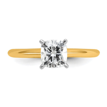 14K Two-Tone Gold Two-tone 1 carat Certified Lab Grown Diamond VS+ F+ Cushion Complete Solitaire Engagement Ring