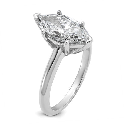14K White Gold 2 1/2 carat Certified Lab Grown Diamond VS+ F+ Marquise Solitaire Complete Engagement Ring