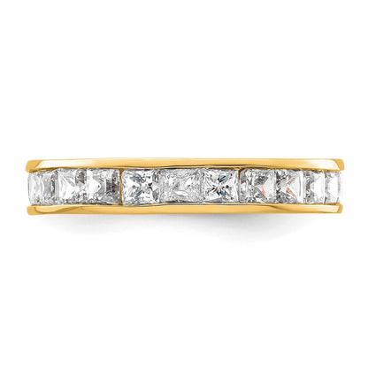 14K Yellow Gold Polished Size 5 Channel-set 2 carat Princess Diamond Complete Eternity Wedding Band Ring