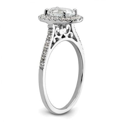14K White Gold Halo (Holds 2 carat (8.5x6.5mm) Oval Center) 1/3 carat Diamond Semi-mount Engagement Ring