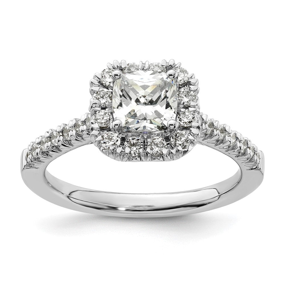 PLatinum Cushion Halo Diamond Semi-mount Engagement Ring