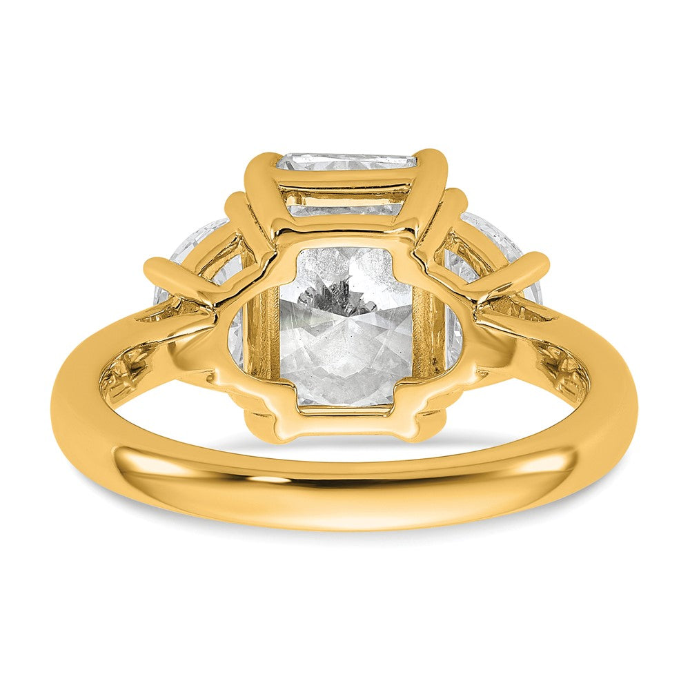 14K Yellow Gold 1 carat Lab Grown Diamond VS/SI+ G+ Half Moon 3 carat Radiant Center Semi Mount Engagement Ring