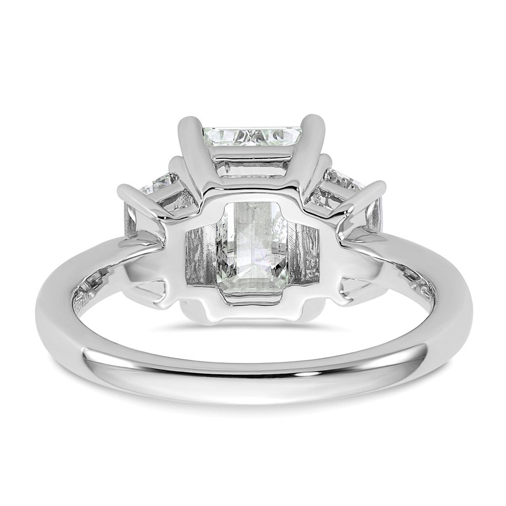 14K White Gold 3 1/3 carat Lab Grown Diamond VS+ F+ Complete Emerald and Trapezoid Engagement Ring