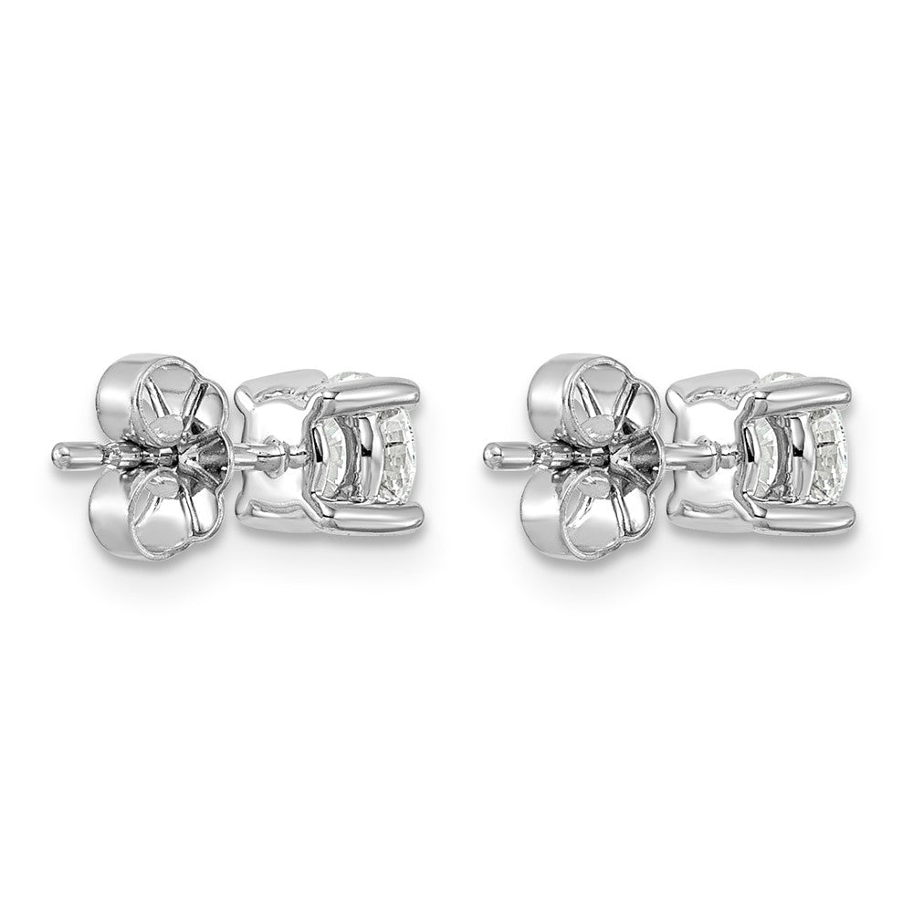 14K White Gold 1 carat Certified Lab Grown Diamond VS/SI+ G+ Round Complete Four Prong Lightweight Stud Earrings