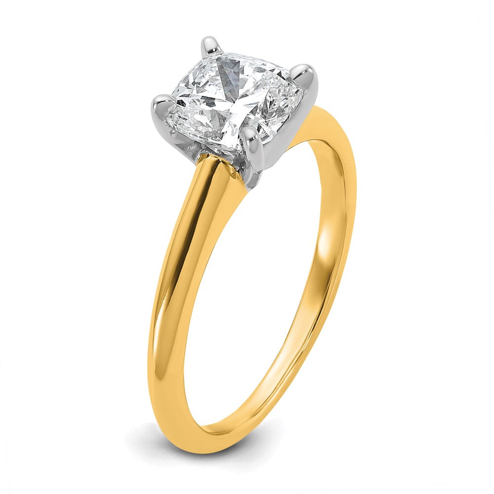 14K Two-Tone Gold Two-tone 1 1/2 carat Lab Grown Diamond VS+ F+ Cushion Complete Solitaire Engagement Ring