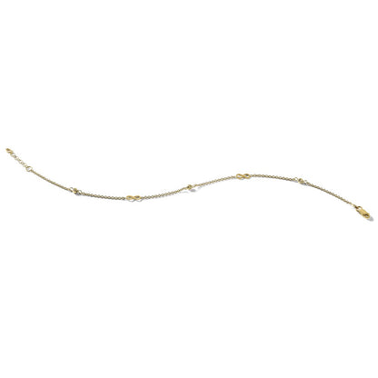 14K Yellow Gold Infinity and Diamond-cut Bead 9 Inch Plus 1 Inch Extender - Total 10 Inch Anklet