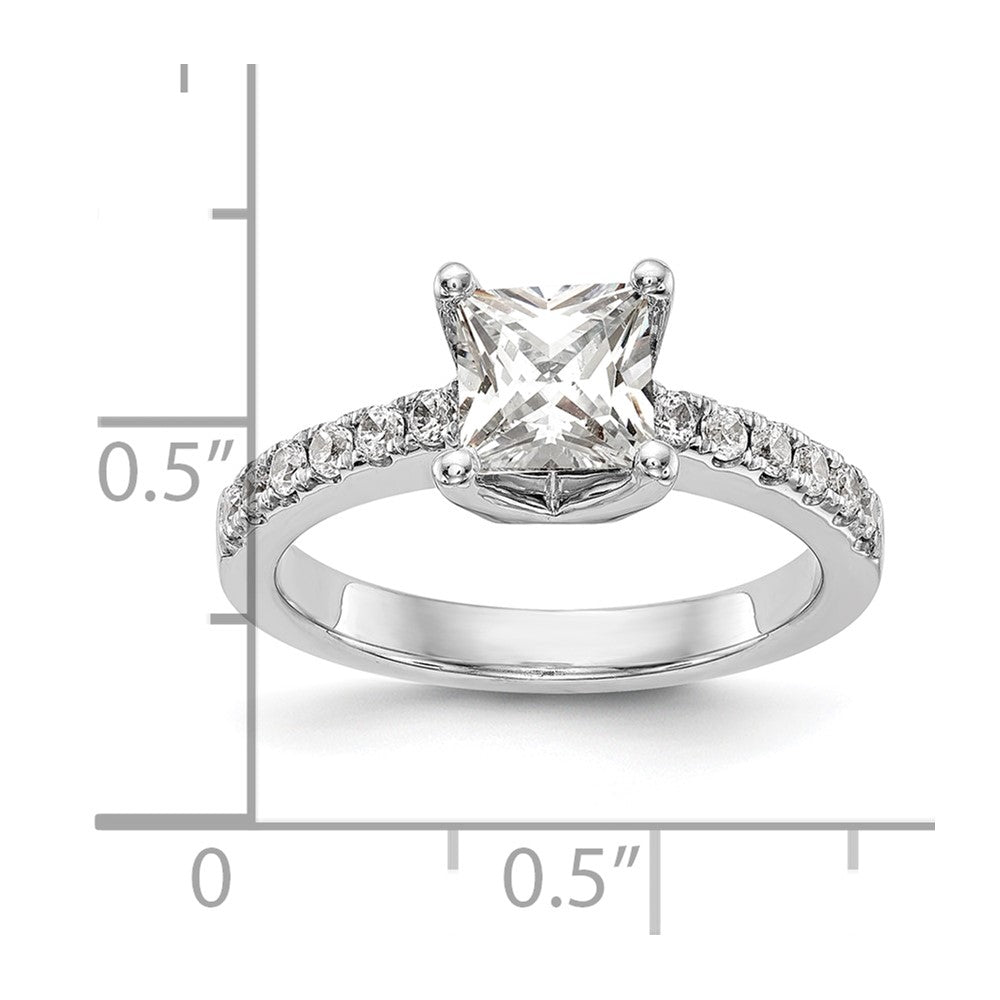 True Origin 14K White Gold 1/5 carat Lab Grown Diamond VS+ F+ Semi-Mount Princess Engagement Ring