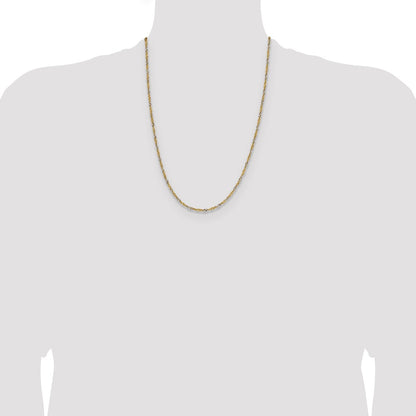 14K Yellow Gold with Rhodium 1.9mm Singapore 24 Inch Chain