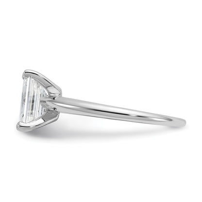 14K White Gold 1 1/2 carat Lab Grown Diamond VS+ F+ Emerald Solitaire Complete Engagement Ring