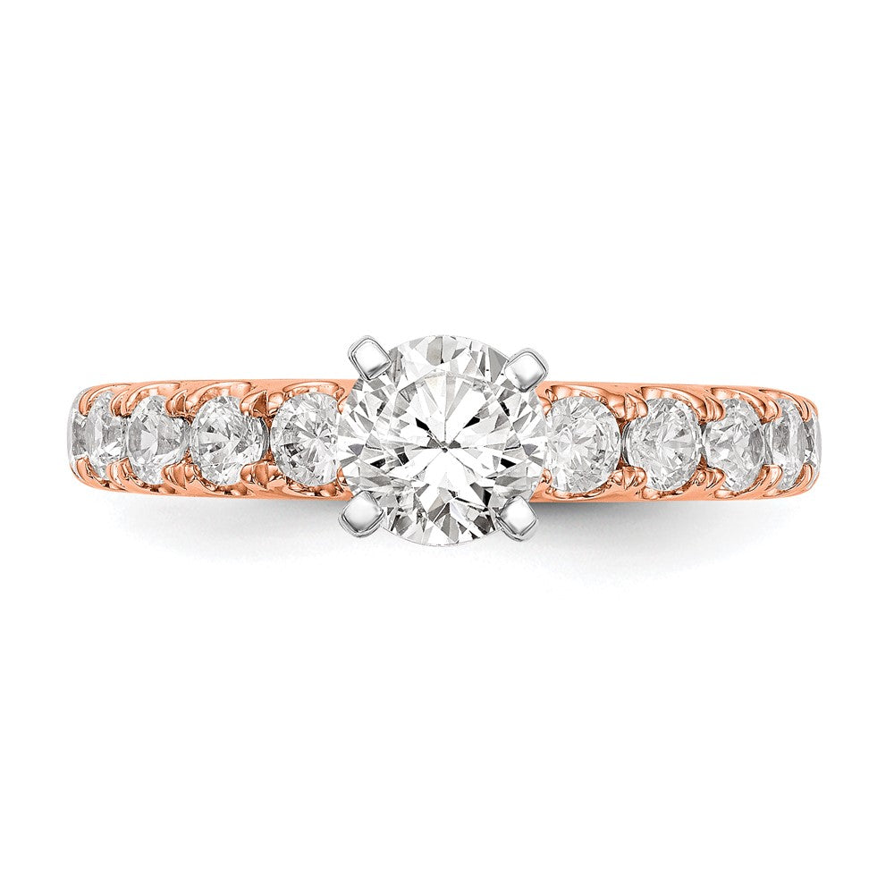 True Origin 14K Rose Gold 3/4 carat Lab Grown Diamond VS+ F+ Semi-Mount Peg Set Engagement Ring